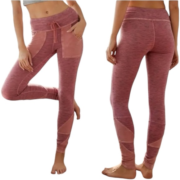 Free People Pants - FREE PEOPLE | Kyoto High-Rise Ankle Legging | Patchwork Sweatpants Pockets Small